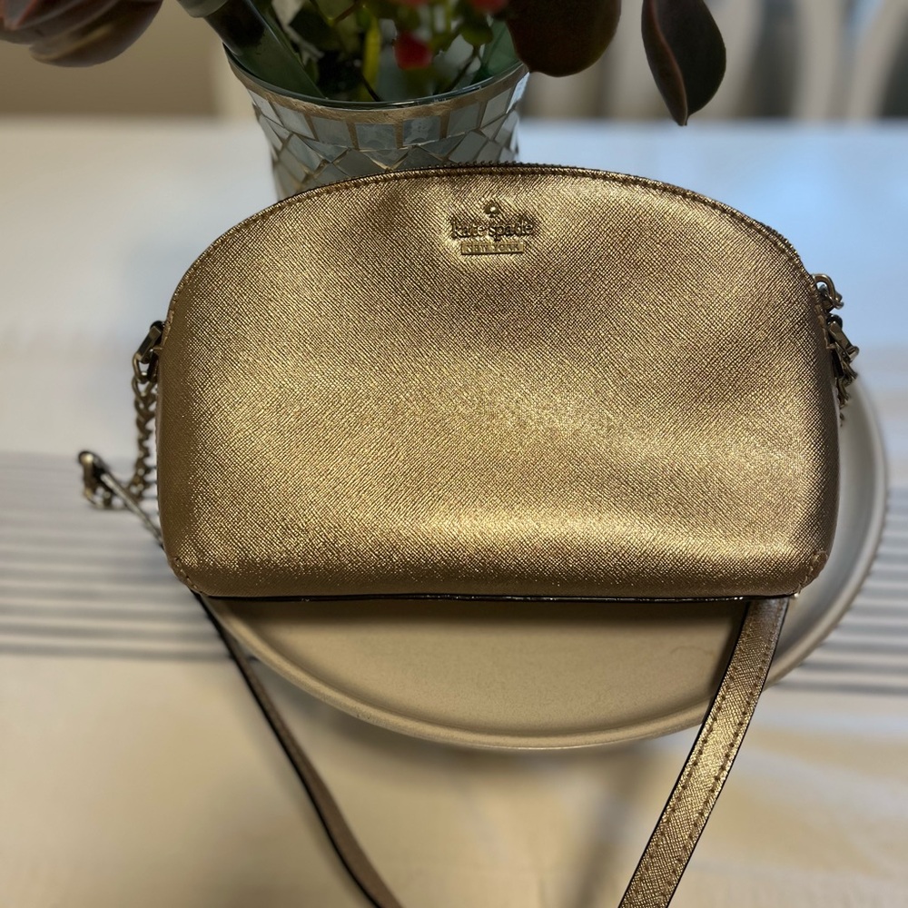 Kate Spade Rose Gold Crossbody Bag with Metallic Finish